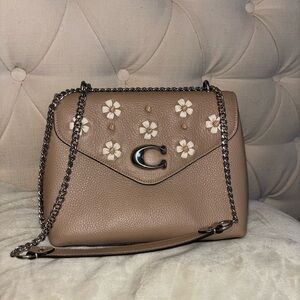 Coach Tan Floral Embellished Women's Bag